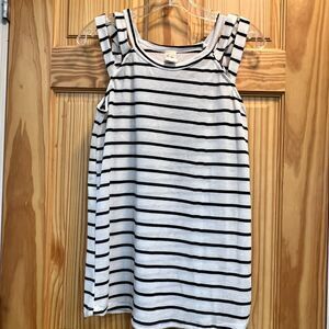 7th Ray Striped Waffle Knit Tank Top M Medium Strappy Cut Out Detail Boho